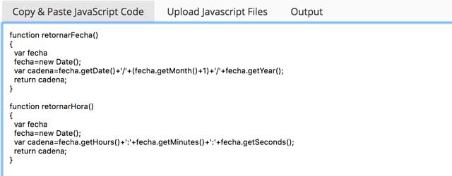 Comprimiendo el código JavaScript en JSCompress.
